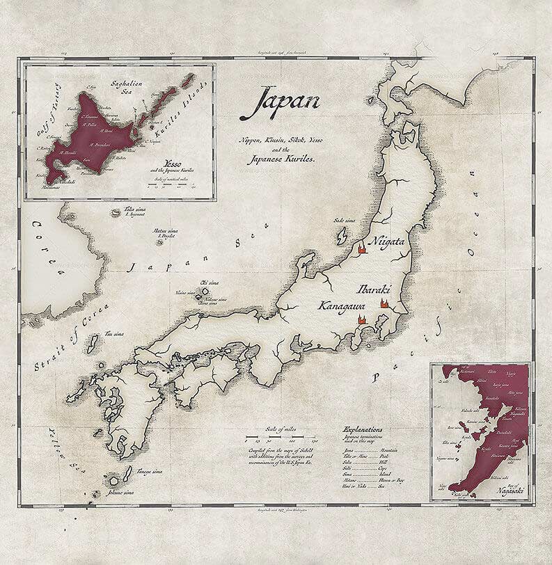 Old Japanese Map. Designing and retouching by Victor B.