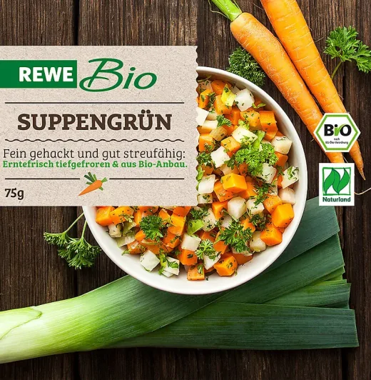 Retouching for REWE Bio: Suppengruen vegan organic agriculture. Product Package Retouching by Victor Branovets